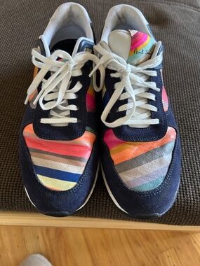 Paul Smith Swirl 'Ware' multi stripe leather trainers sneakers EU 39